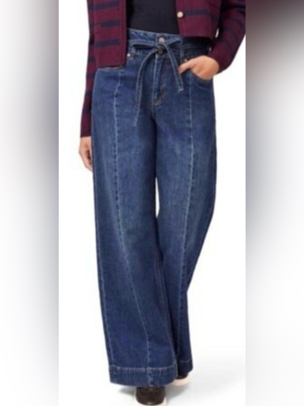 SCOTCH & SODA WIDE-LEG HIGH-RISE TIE WAIST JEANS. SIZE 0/25 HIGH TIMES. NO BELT